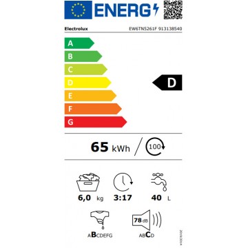 Electrolux Πλυντήριο Ρούχων Άνω Φόρτωσης 6kg με Ατμό 1200 Στροφών EW6TN5261F